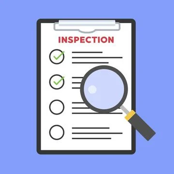 Inspection Checklist With Magnifier Flat Vector Illustrazione stock