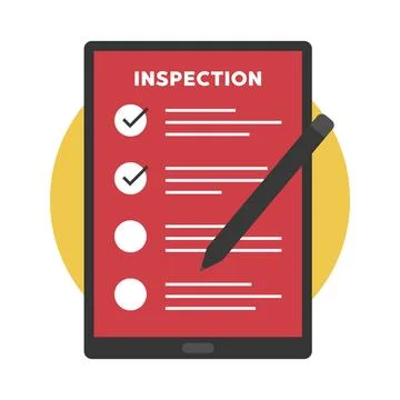 Inspection Checklist Tablet Flat Illustration Ilustración de archivo