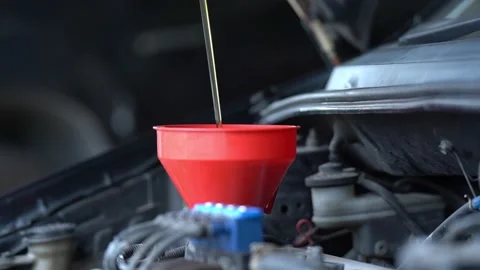 Inspection of the engine and checking the motor oil level Video stock 189820945