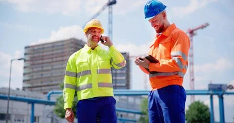 Inspection Engineer Worker At Construction Site Fotos de archivo