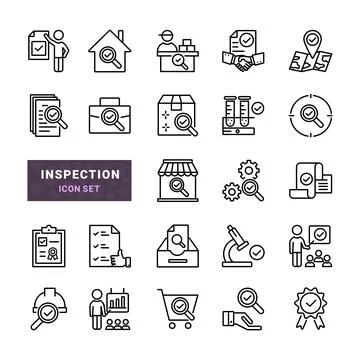Inspection icon set Stock Illustration