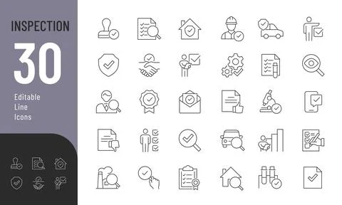 Inspection Line Editable Icons set. Stock Illustration