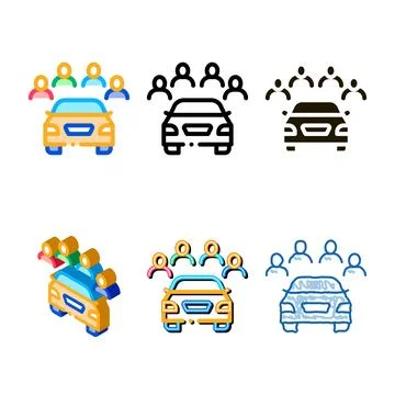 Inspection multipack of machine by group of people icon vector outline Stock Illustration