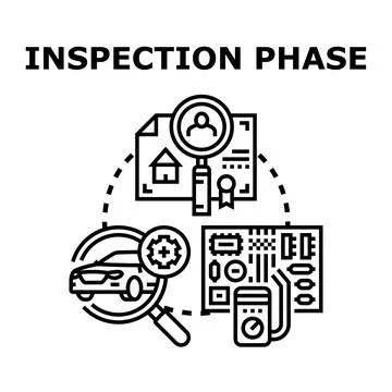 Inspection phase concept evaluating house car electronics Stock Illustration