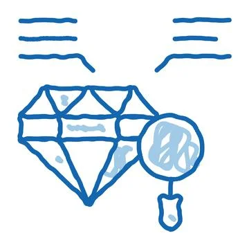 Inspection study diamond stone doodle icon hand drawn illustration Illustrazione stock