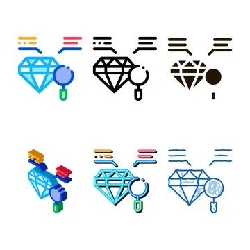 Inspection study diamond stone icon minimal vector outline Stock Illustration