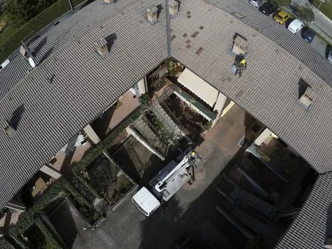 Inspection work on roofs for deratization Stock-Fotos