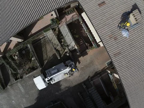 Inspection work on roofs for deratization Stock Photos