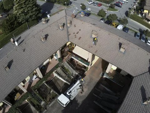 Inspection work on roofs for deratization Stock Photos