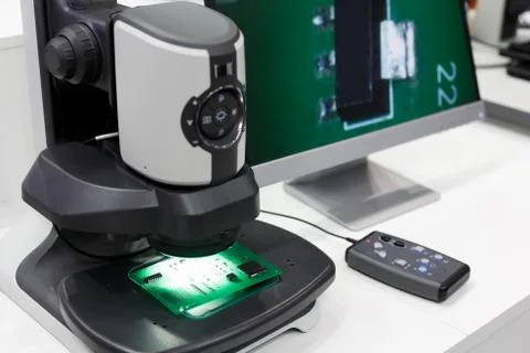 Inspection workstation with a digital microscope Stock Photos