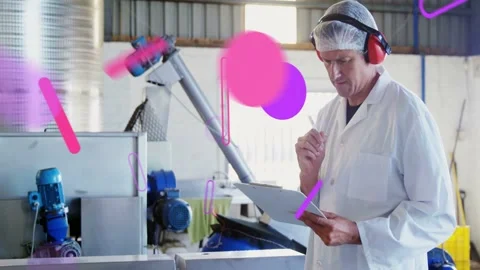 Inspector checking clipboard, tapping, initiating animated overlays, verifying Stock Footage 332937363
