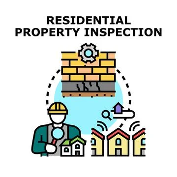 Inspector checking residential property condition and structure quality Stock-Illustration