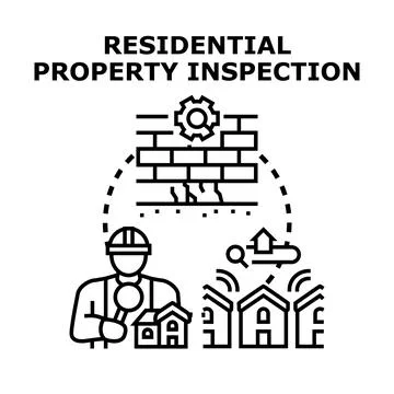 Inspector checking residential property condition and structure quality Stock-Illustration