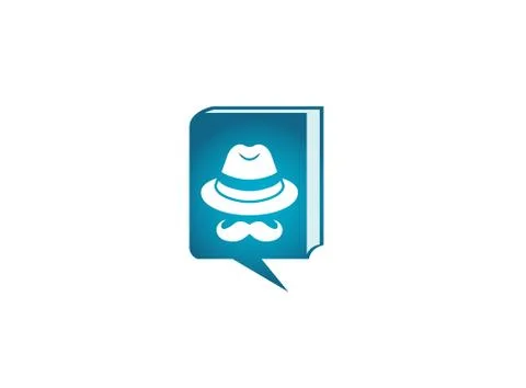 Inspector with hat and mustache for logo design illustration, detector head i Stock Illustration