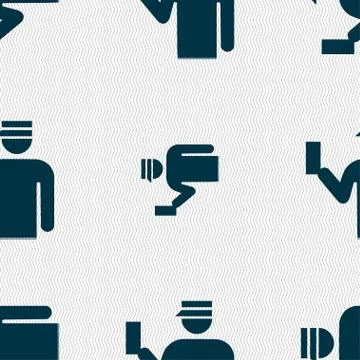 Inspector icon sign. Seamless pattern with geometric texture. Vector 스톡 일러스트