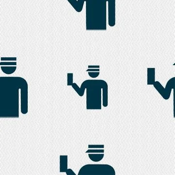 Inspector icon sign. Seamless pattern with geometric texture. Vector Stock Illustration