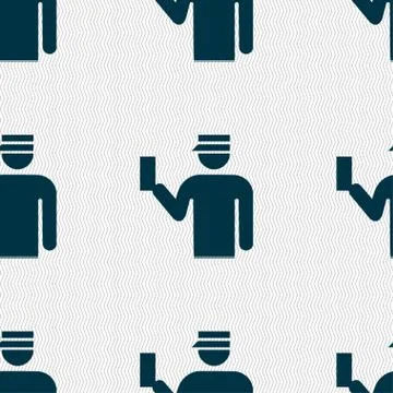 Inspector icon sign. Seamless pattern with geometric texture. Vector Illustrazione stock