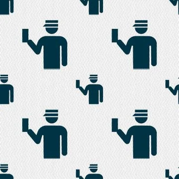 Inspector icon sign. Seamless pattern with geometric texture. Ilustración de archivo