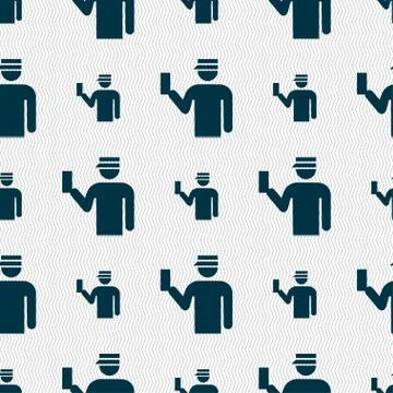 Inspector icon sign. Seamless pattern with geometric texture. Stock Illustration