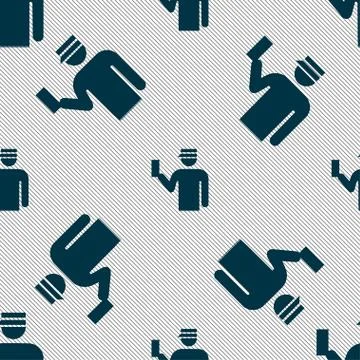 Inspector icon sign. Seamless pattern with geometric texture. Illustrazione stock