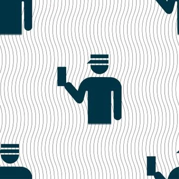 Inspector icon sign. Seamless pattern with geometric texture. Stock Illustration
