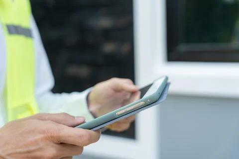 Inspector or engineer is inspecting construction and quality assurance new .. Foto stock