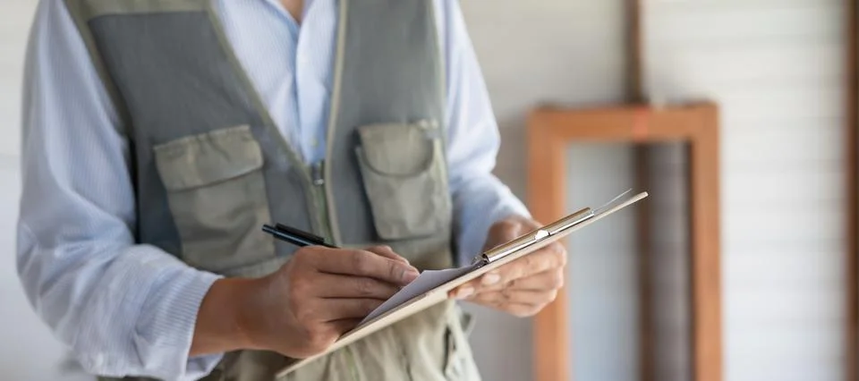 Inspector or engineer is inspecting construction and quality assurance new .. Stock Photos