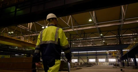 Inspector, port master inspect shipbuilding department Stock Footage 106822729