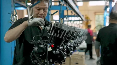 Inspector Verifies Assembled Vehicle Engine Mechanisms For Quality Control Stock Footage 340119480