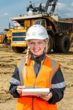 Inspectors in an open pit Stock Photos