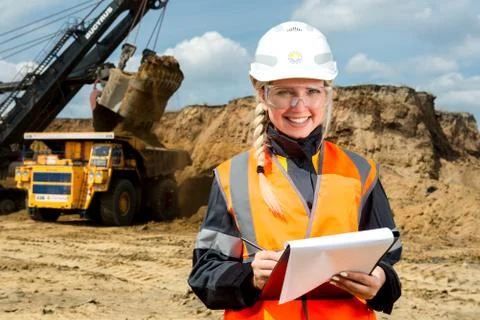 Inspectors in an open pit Foto stock