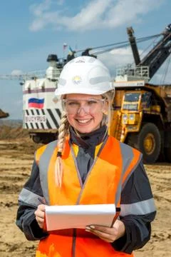Inspectors in an open pit Stock Photos