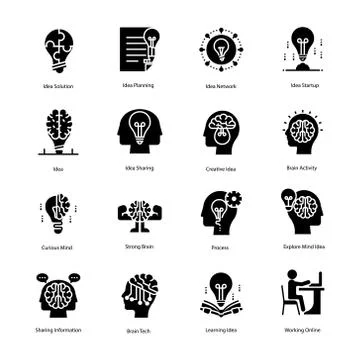 Inspiration and Idea Solid Icons Stock Illustration