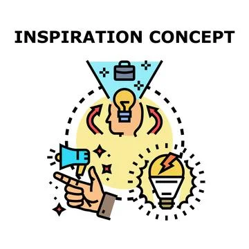 Inspiration concept generating creative ideas and solutions Stock Illustration