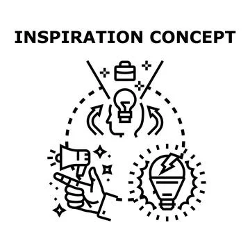 Inspiration concept generating creative ideas and solutions Stock Illustration