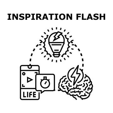 Inspiration flash creating creative ideas and thinking Stock Illustration