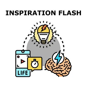 Inspiration flash creating creative ideas and thinking Stock Illustration