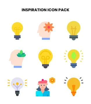 Inspiration Flat Scalable Icons Pack Illustrazione stock
