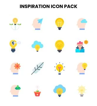 Inspiration Flat Scalable Icons Pack Stock Illustration