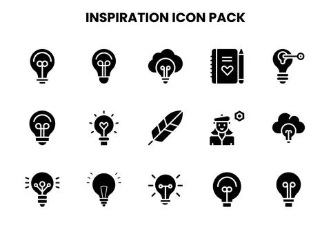 Inspiration Glyph Bundle Icons Pack Stock Illustration