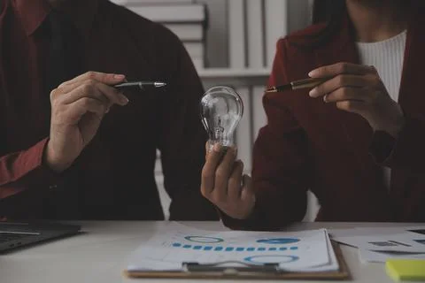 Inspiration. hand hold light bulb for good idea. brainstorming creative idea. Stock Photos