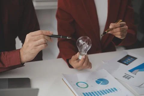 Inspiration. hand hold light bulb for good idea. brainstorming creative idea. Stock Photos