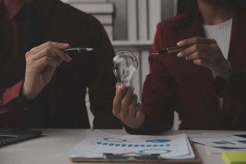 Inspiration. hand hold light bulb for good idea. brainstorming creative idea. Stock Photos