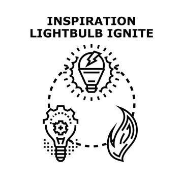 Inspiration lightbulb igniting new ideas concept Stock Illustration