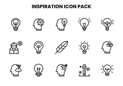 Inspiration Line Bundle Icons Pack Stock Illustration