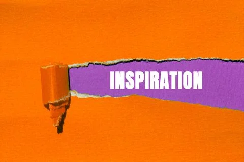 Inspiration message written on ripped torn paper background. Conceptual Ins.. Stock Photos