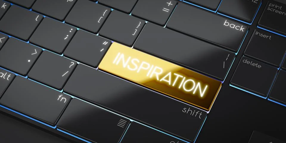 Inspiration - modern computer keyboard - 3D illustration Stock Illustration