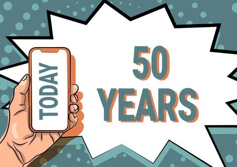 Inspiration showing sign 50 Years. Word Written on Honoring Ruby Jubilee Illustrazione stock