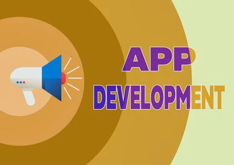 Inspiration showing sign App Development. Business idea producing computer 스톡 일러스트