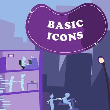 Inspiration showing sign Basic Icons. Business idea pictogram or ideogram 스톡 일러스트